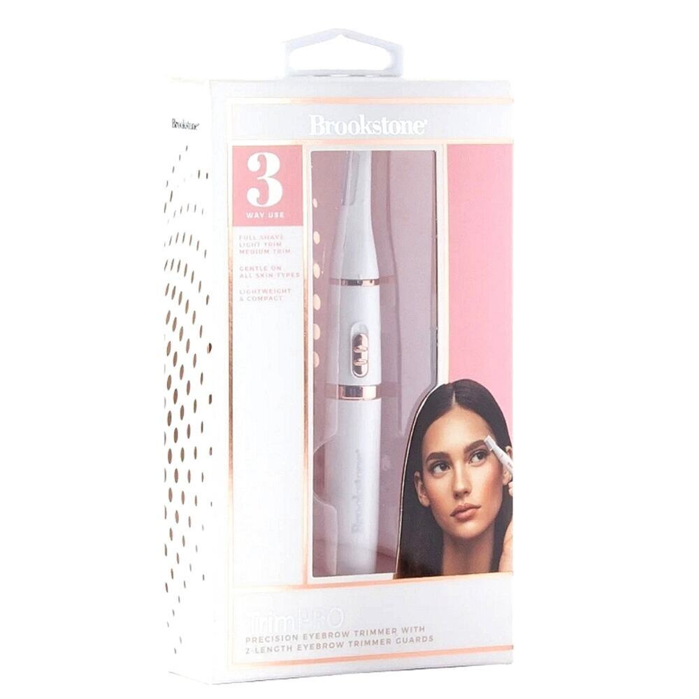 BROOKSTONE TRIMPRO CORDLESS PRECISION EYEBROW & FACIAL HAIR TRIMMER NEW!